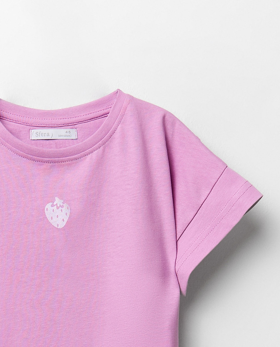 T-shirt com Costas Cruzadas Rosa-2