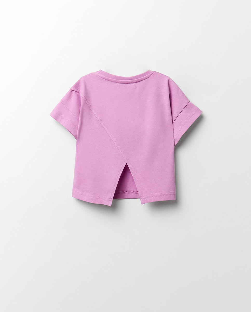T-shirt com Costas Cruzadas Rosa-3
