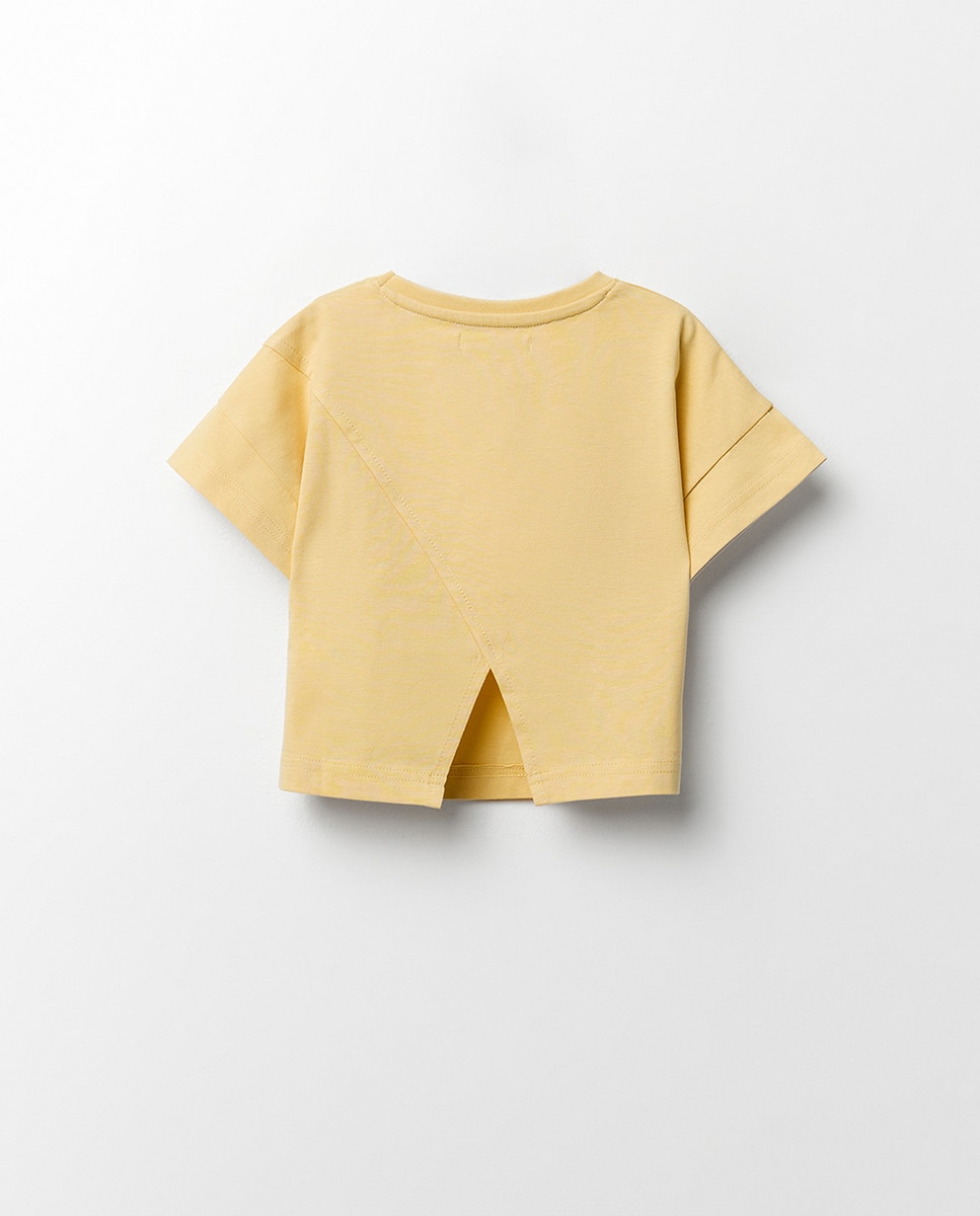 T-shirt com Costas Cruzadas Amarelo-4