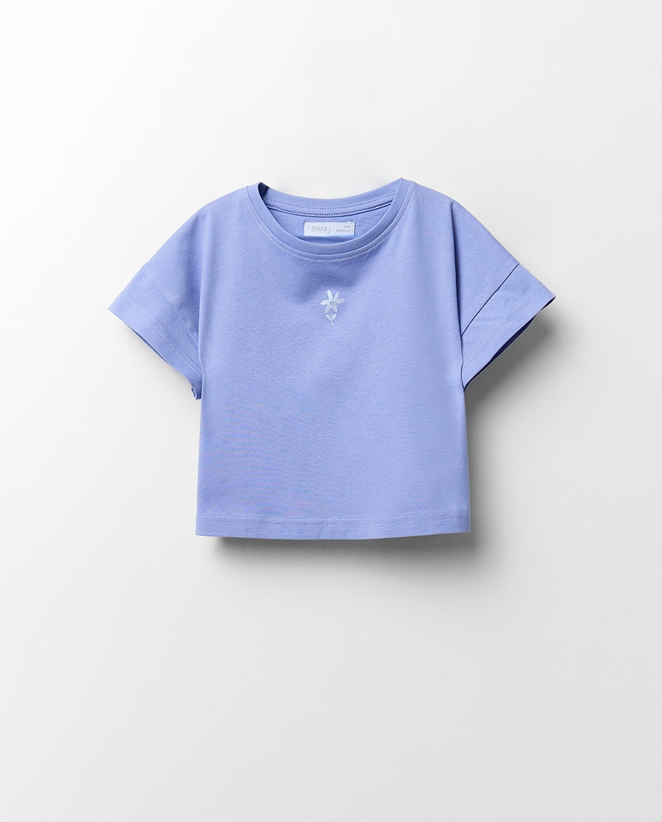 T-shirt com Costas Cruzadas Azul-4