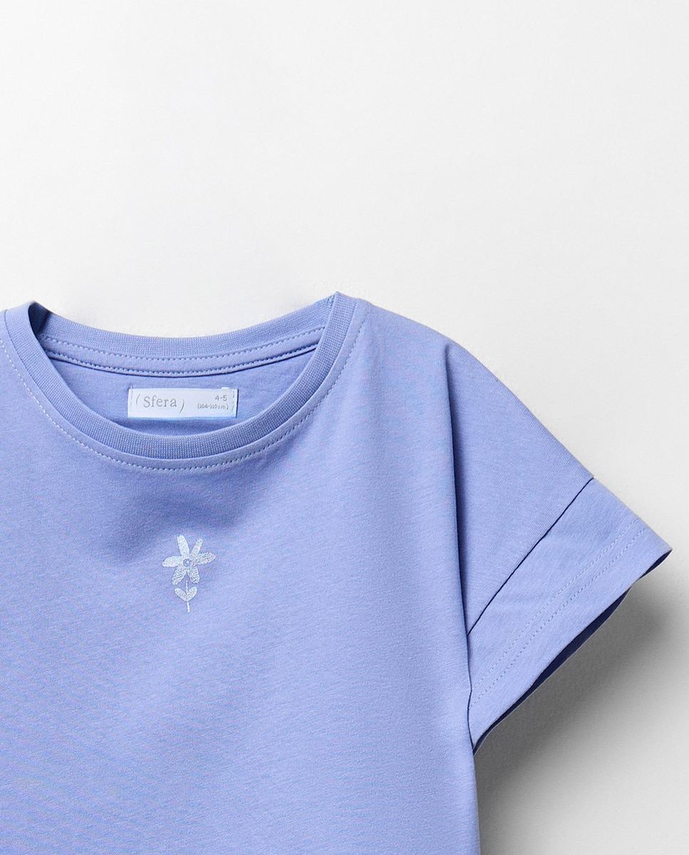 T-shirt com Costas Cruzadas Azul-5