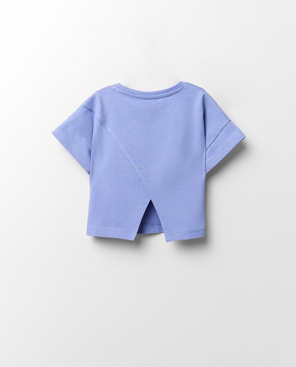T-shirt com Costas Cruzadas Azul-6