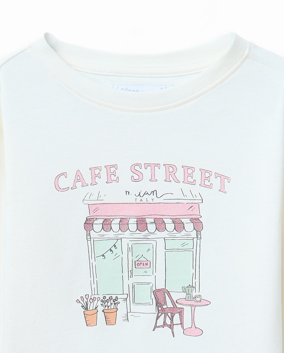 T-shirt Básica com Várias Borboletas Sfera 120 Cru-2
