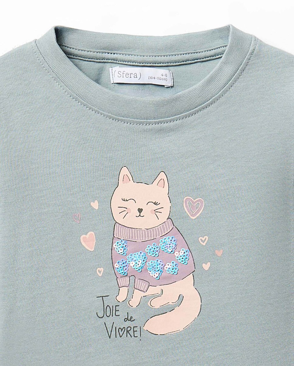 T-shirt Basic com Gato Sfera 400 Azul-2
