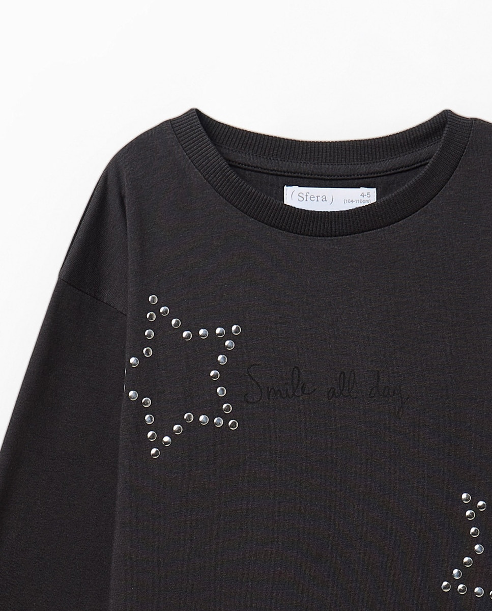 T-shirt com Estrelas de Tachas 830 Antracite-2