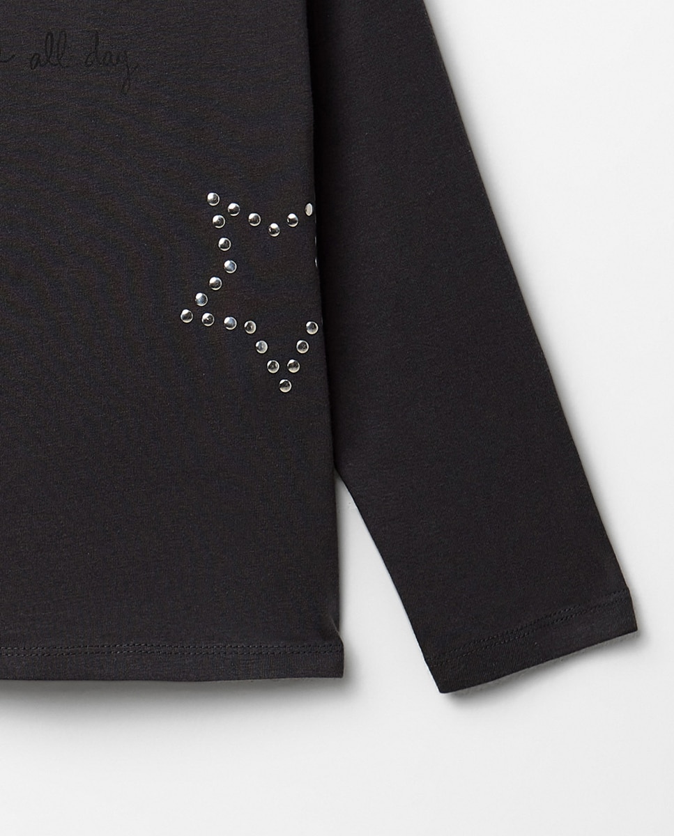 T-shirt com Estrelas de Tachas 830 Antracite-3