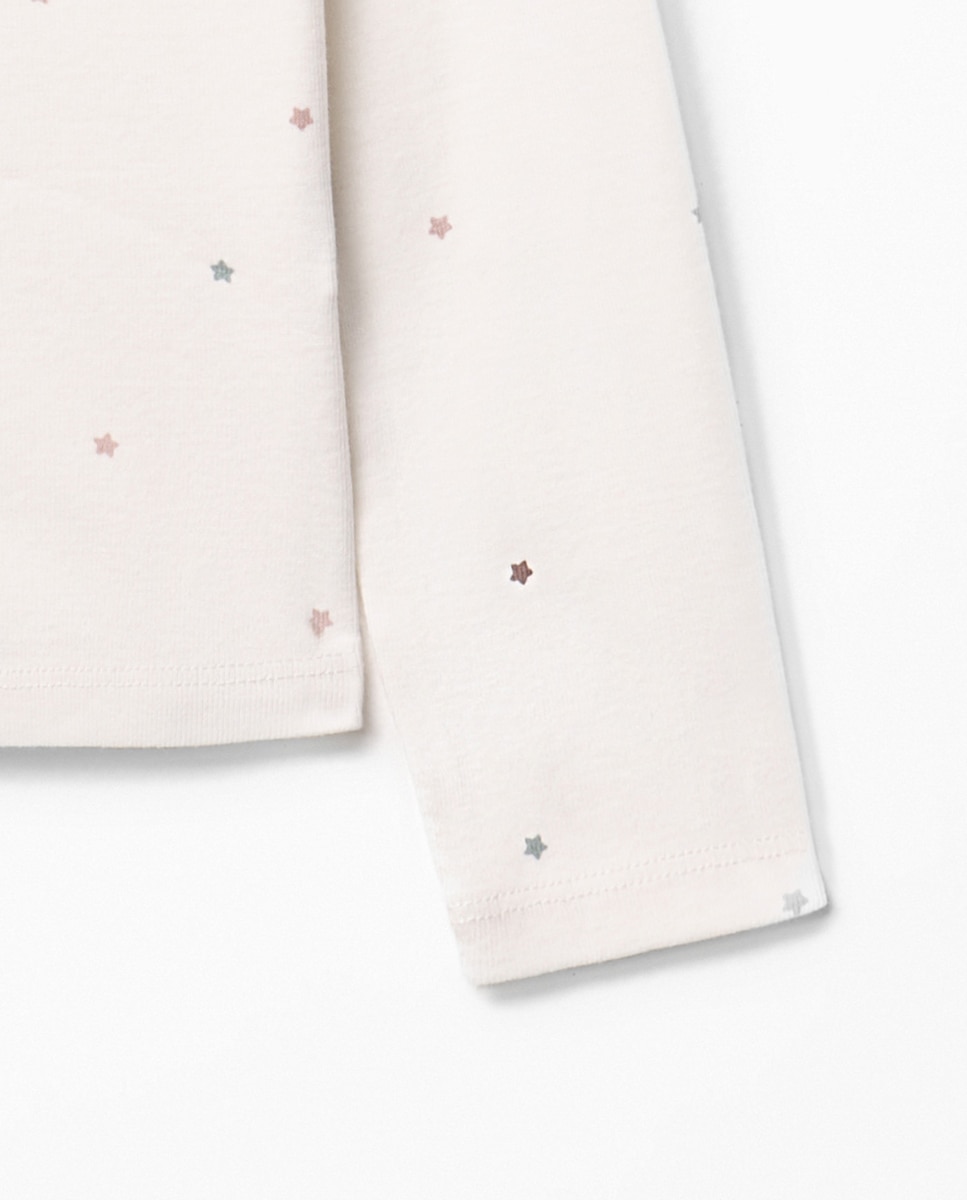 T-shirt com Estampado de Estrelas 120 Cru-3