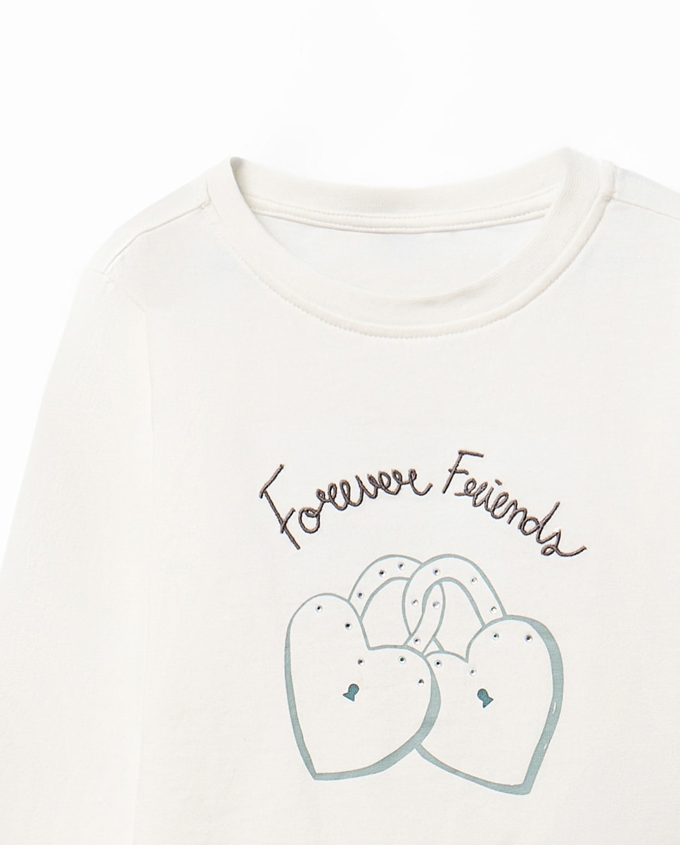 T-shirt com Corações e Cadeado 120 Cru-2