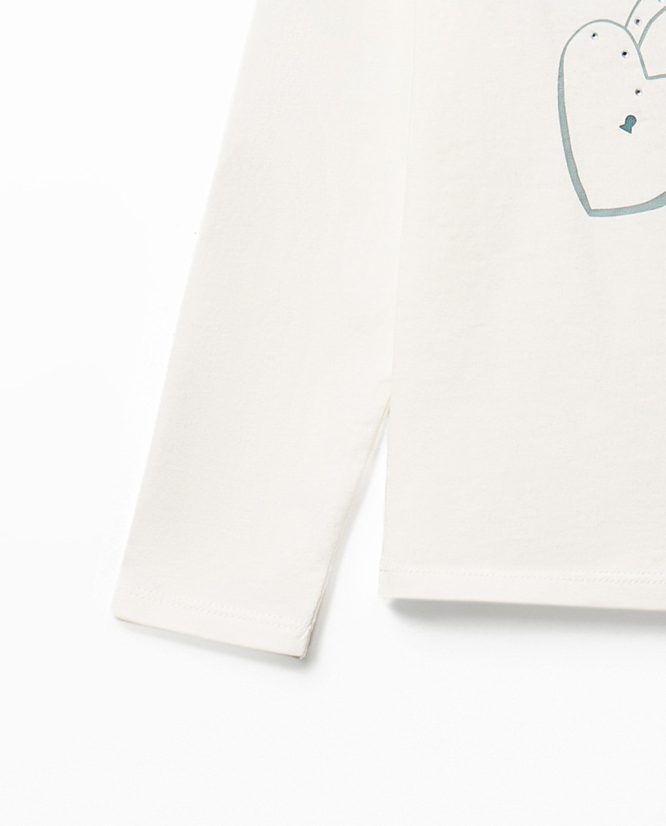 T-shirt com Corações e Cadeado 120 Cru-3