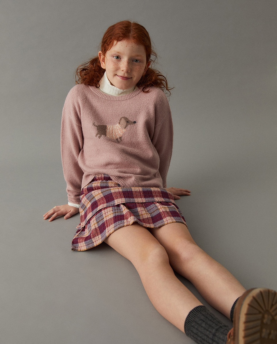 Camisola de Malha com Intársia Lilás-1