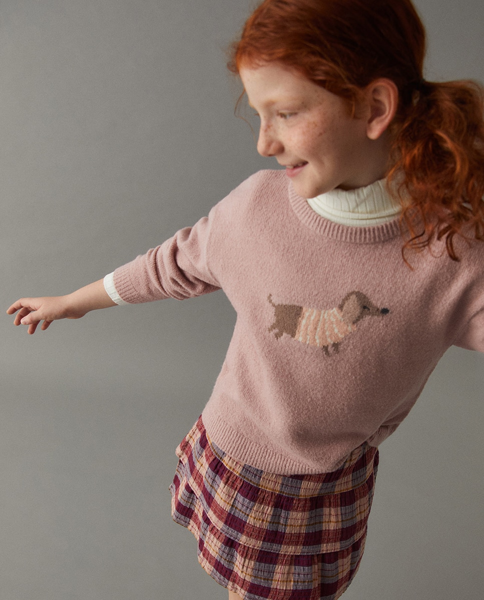 Camisola de Malha com Intársia Lilás-2