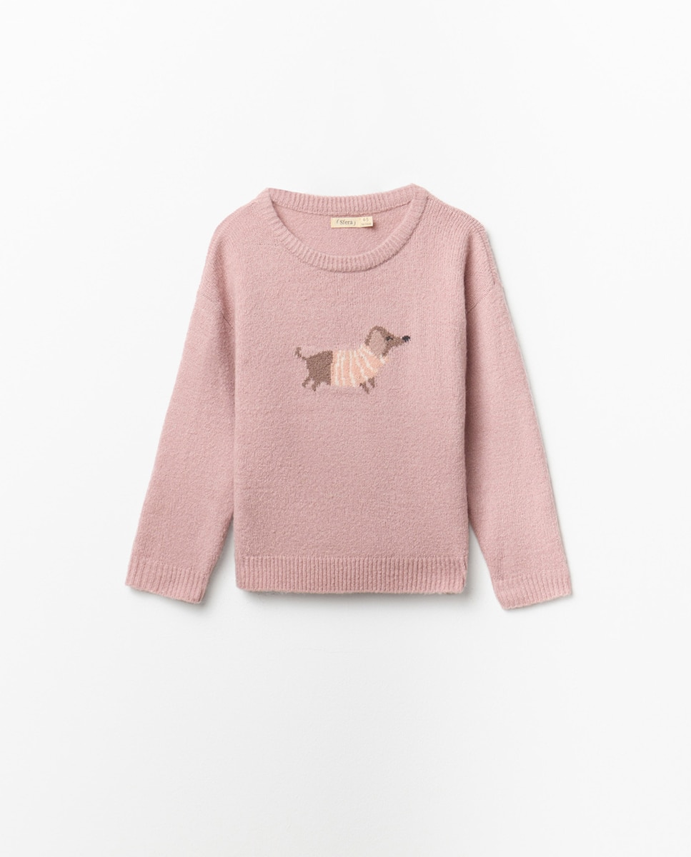 Camisola de Malha com Intársia Lilás-4