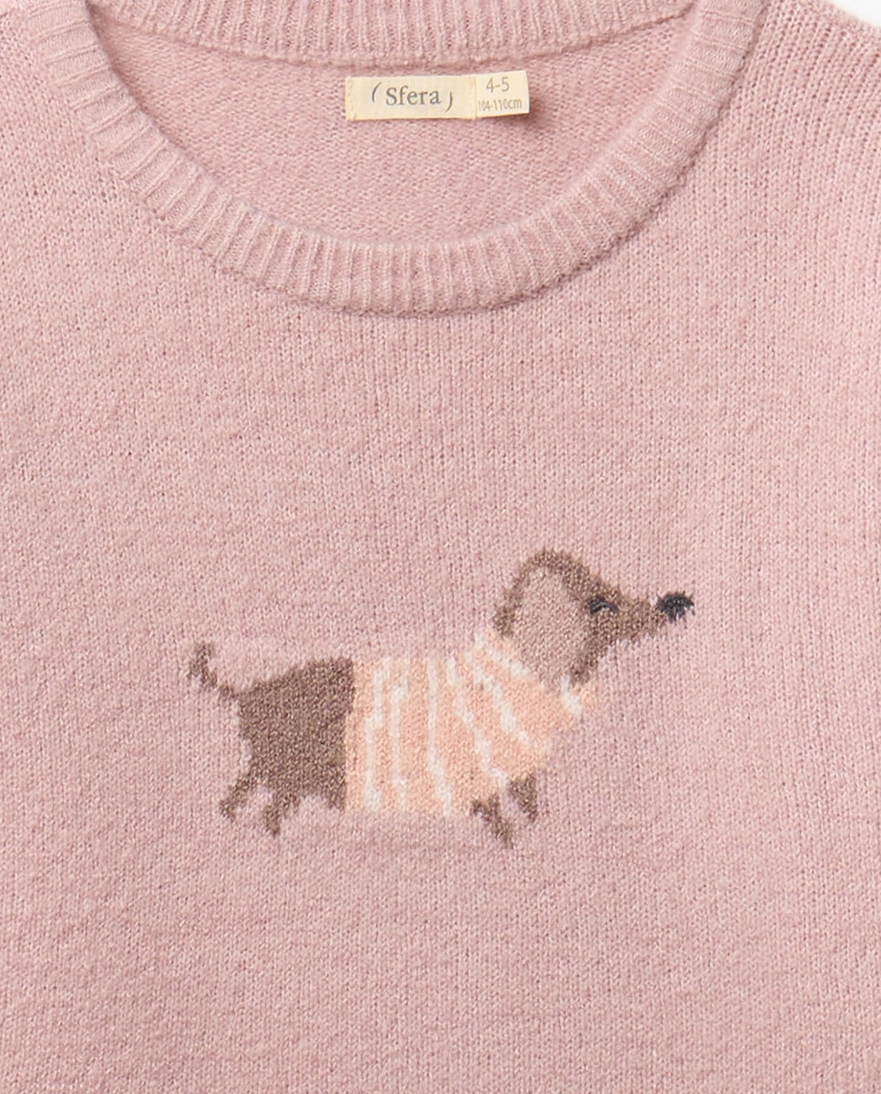 Camisola de Malha com Intársia Lilás-5