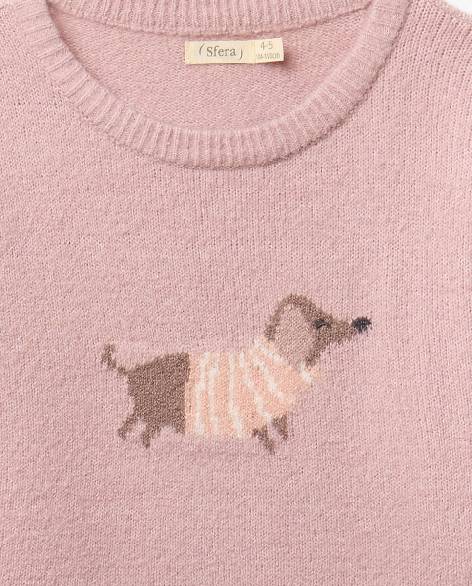 Camisola de Malha com Intársia Lilás-5