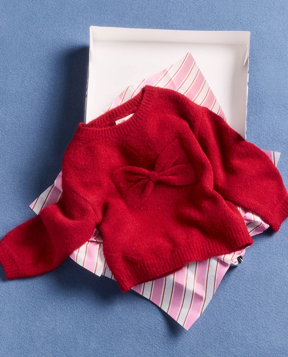 Camisola de Malha com Super Laço Vermelho-5