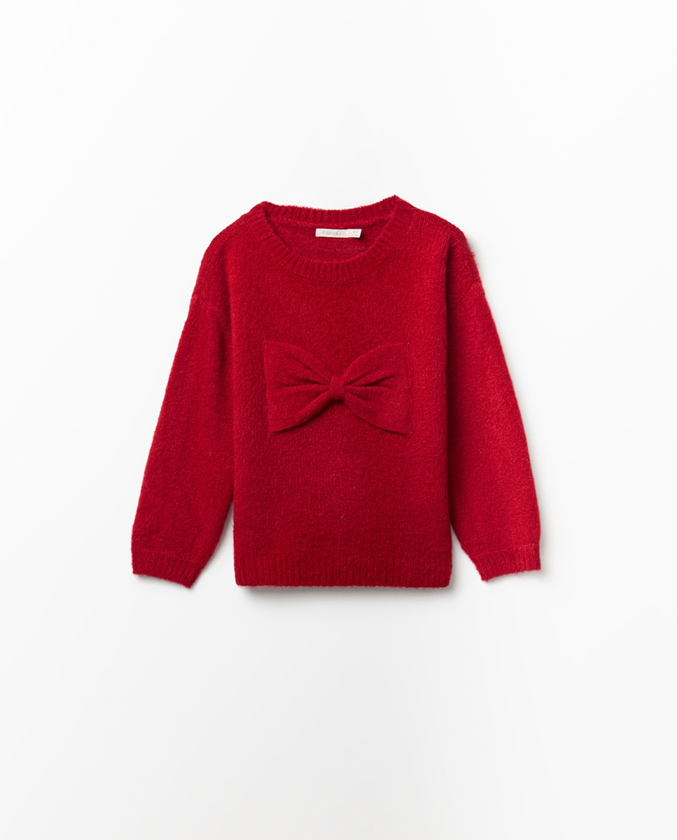 Camisola de Malha com Super Laço Vermelho-6