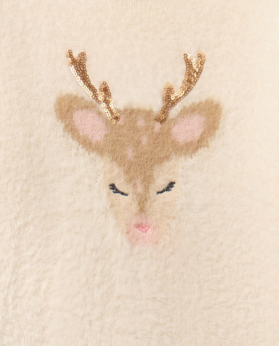 Camisola de Malha com Pelo de Rena Cru-5