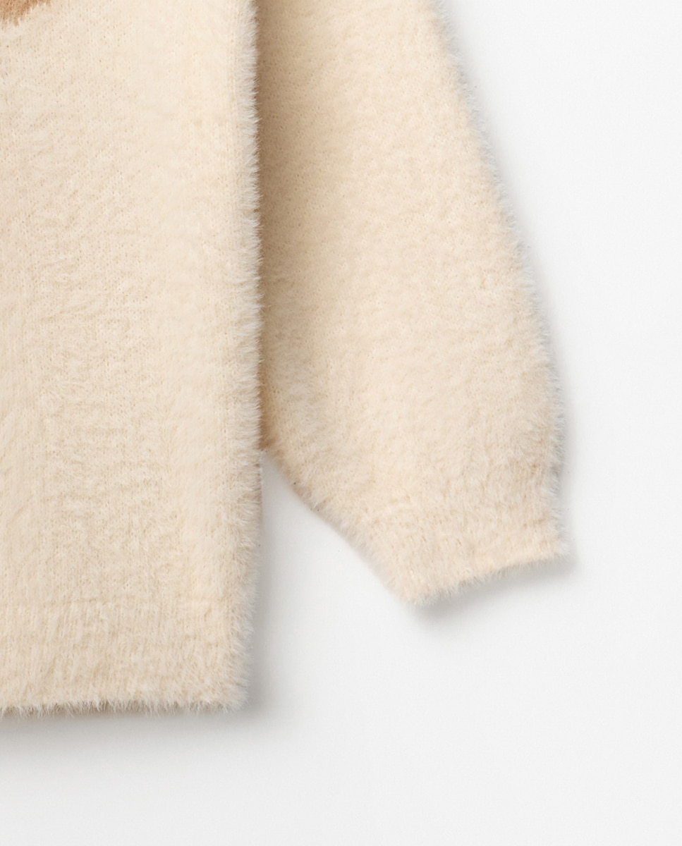 Camisola de Malha com Pelo de Rena Cru-6