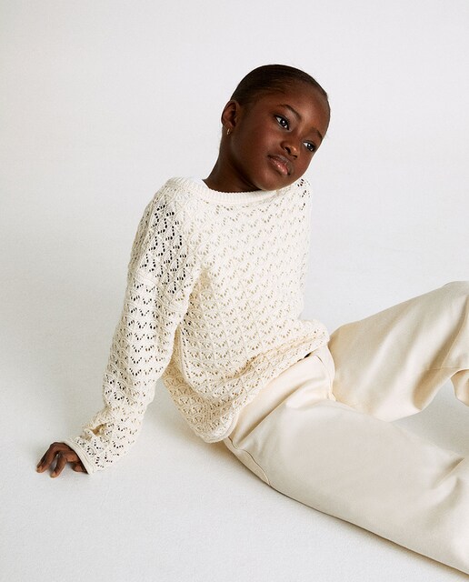 Imagem 0 de Camisola de malha rendilhada