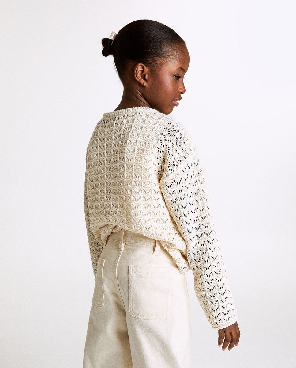 Camisola de malha rendilhada Sfera Cru-3