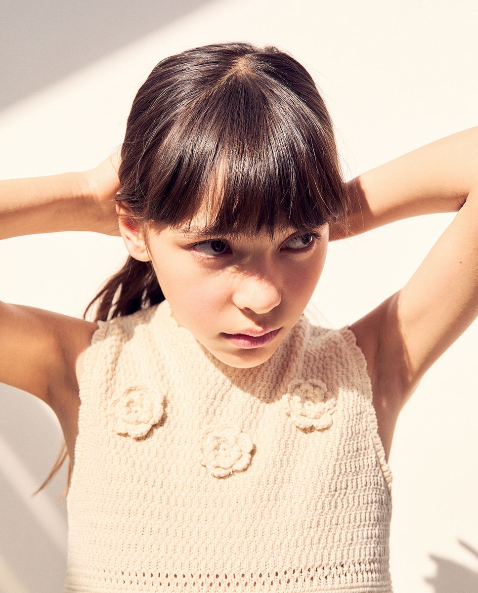 Top de Tricot com Estampado Floral Cru-2