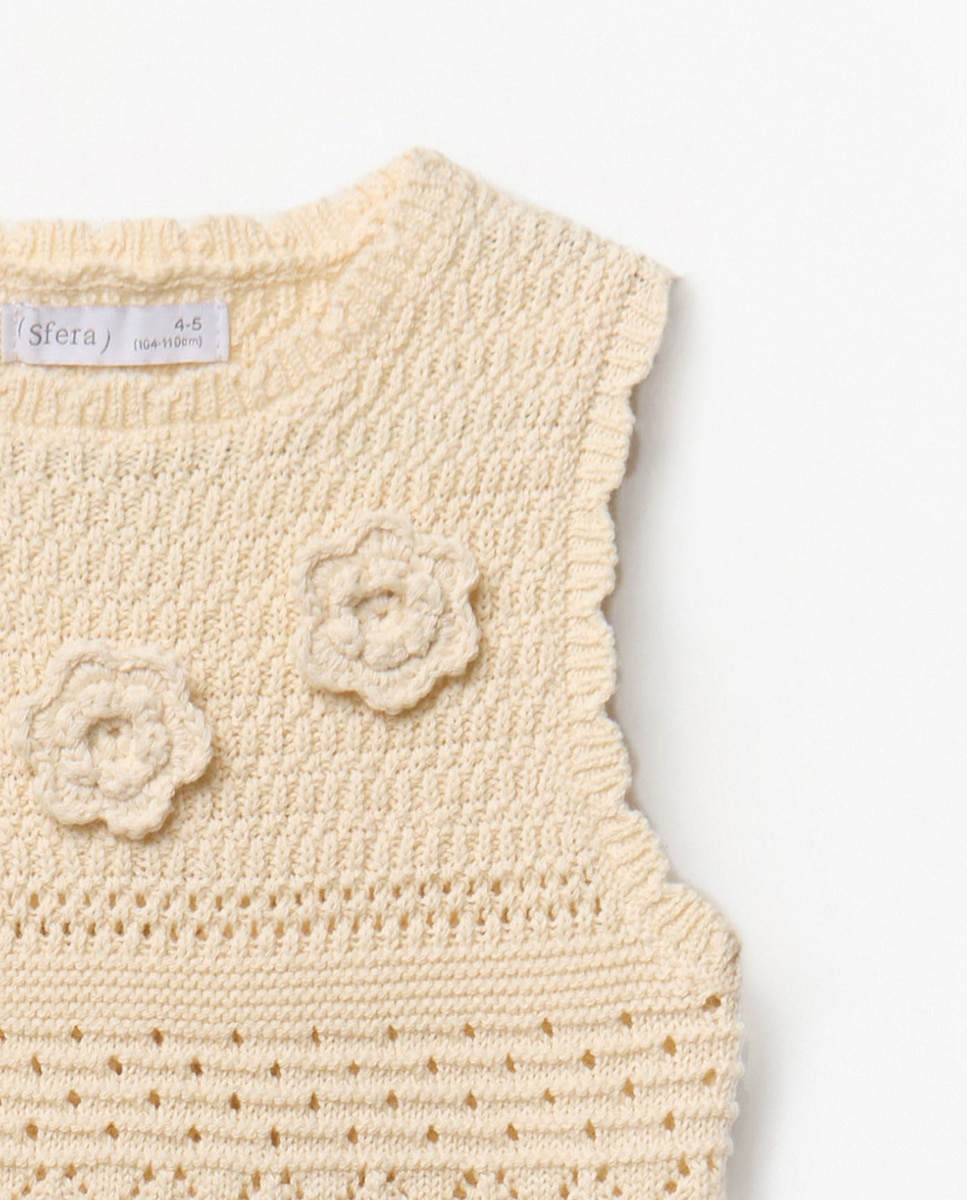 Top de Tricot com Estampado Floral Cru-4