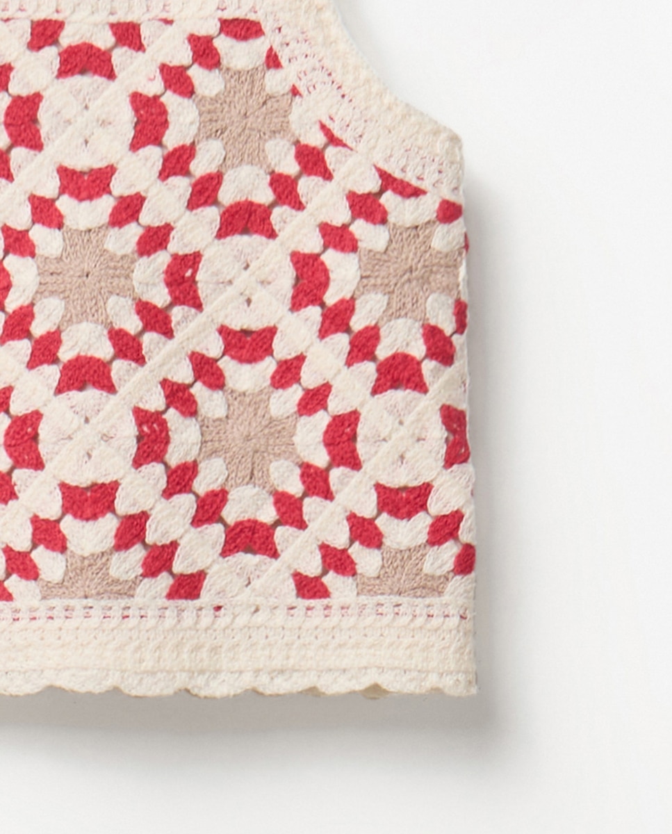 Top de Tricot e Crochet Sfera Cru-3