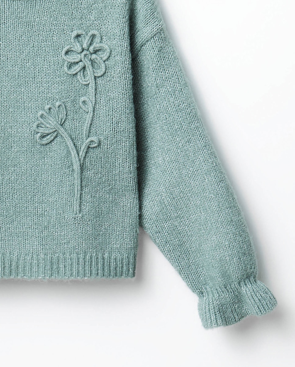 Camisola de Malha com Bordado e Cordão Sfera Verde-2