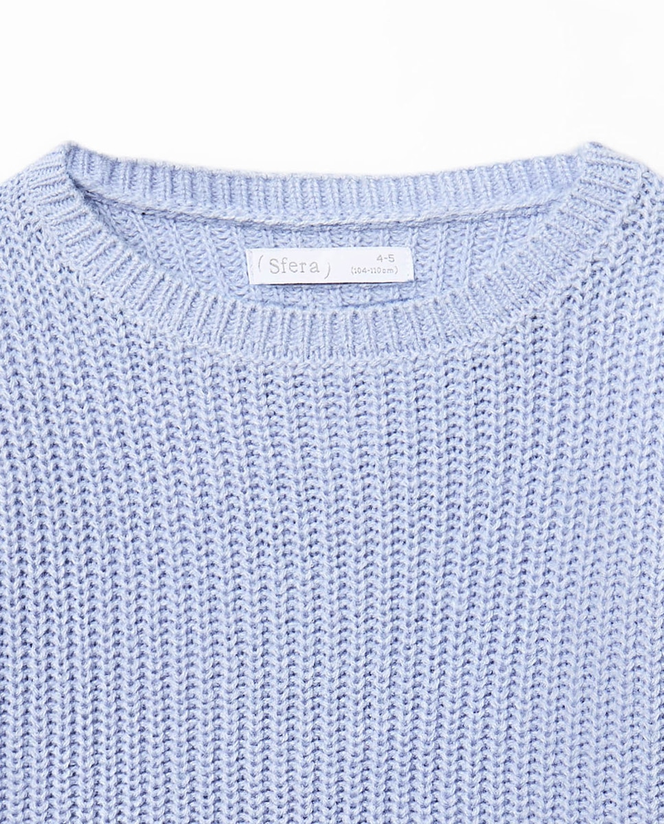 Camisola de Malha Básica Lisa 400 Azul-2