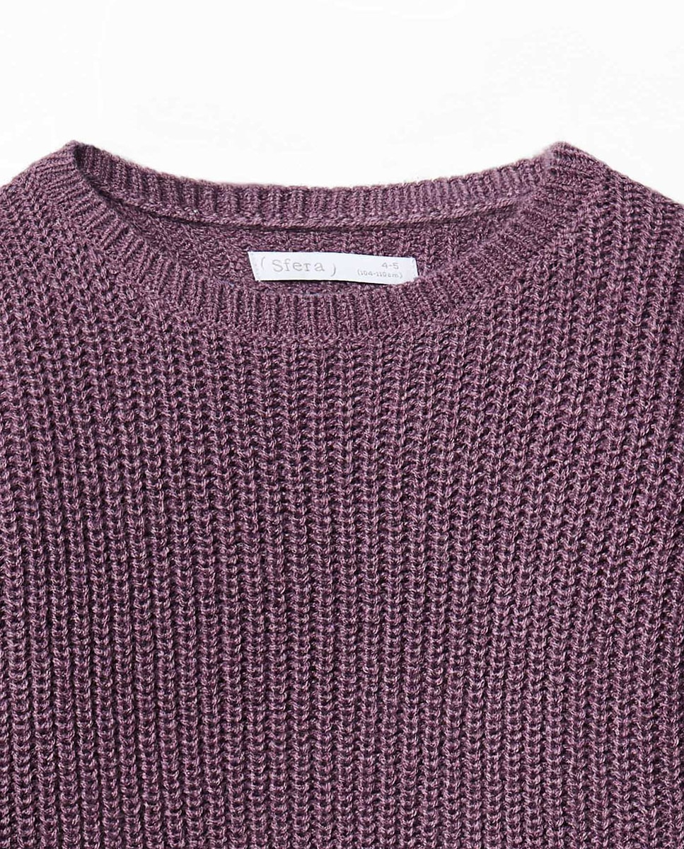Camisola de Malha Básica Lisa Roxo-2