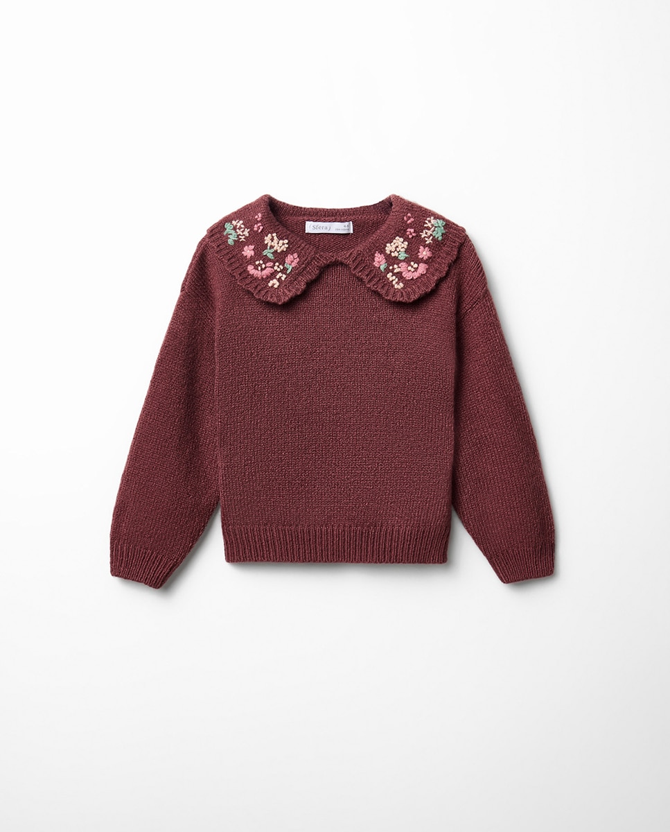 Imagem 0 de Camisola de Malha com Gola de Tricot com Bordado