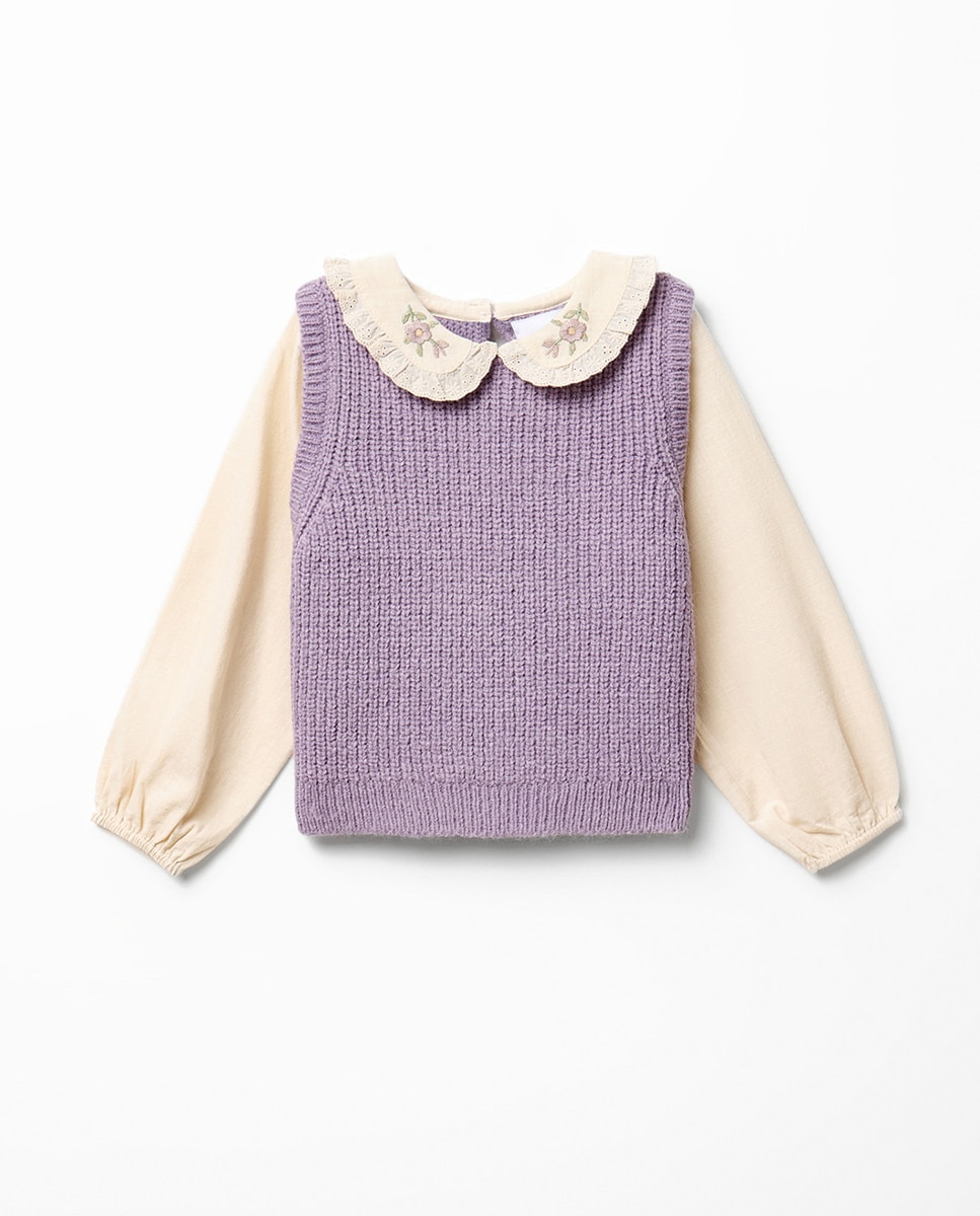 Combinado tricot blusa - Sfera - 282 Malva 282 Malva-1