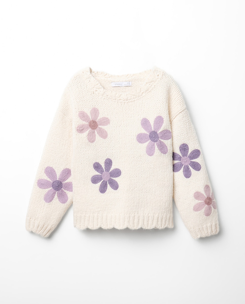 Imagen 0 de Jersey flores bordadas 120 Crudo