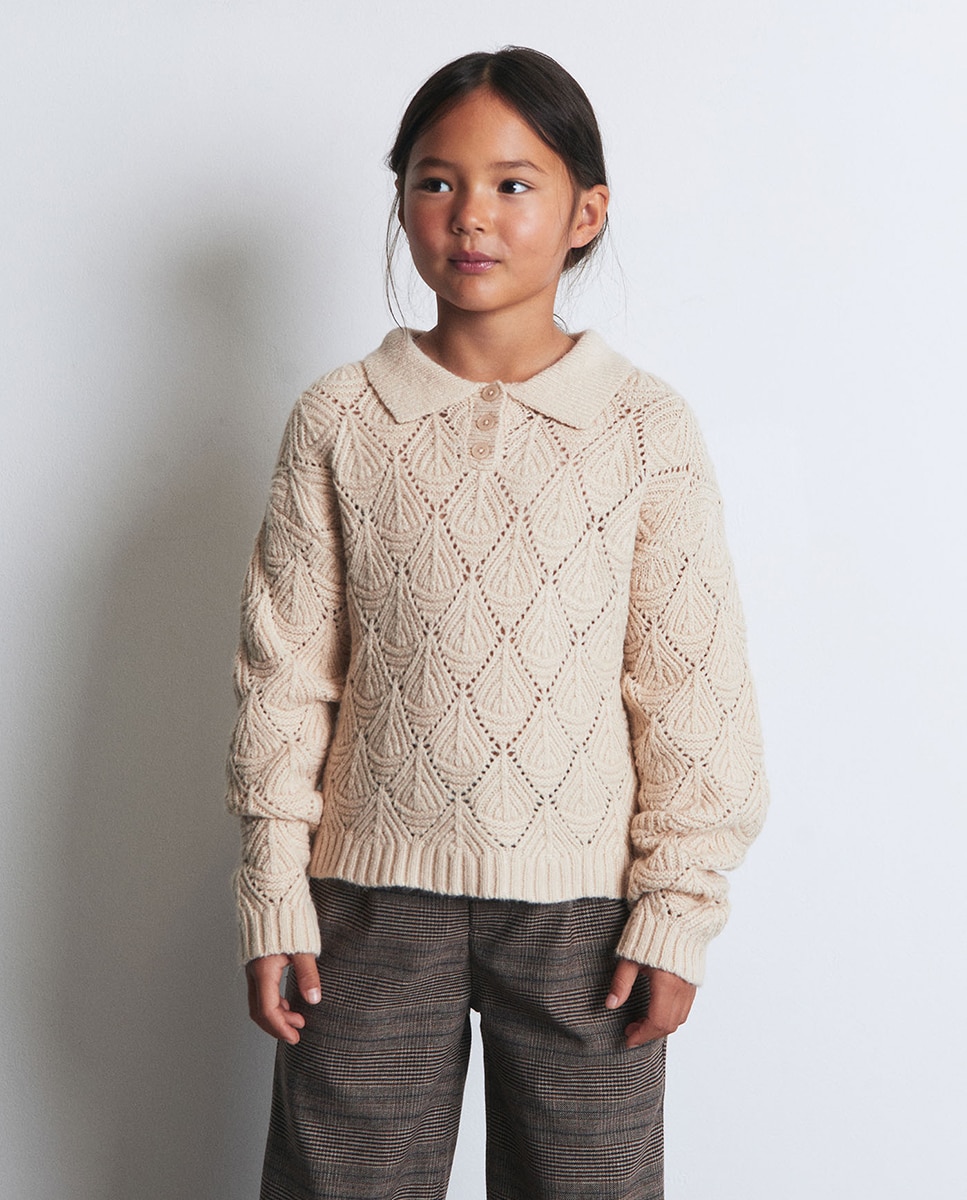 Imagen 1 de Jersey polo calado Beige