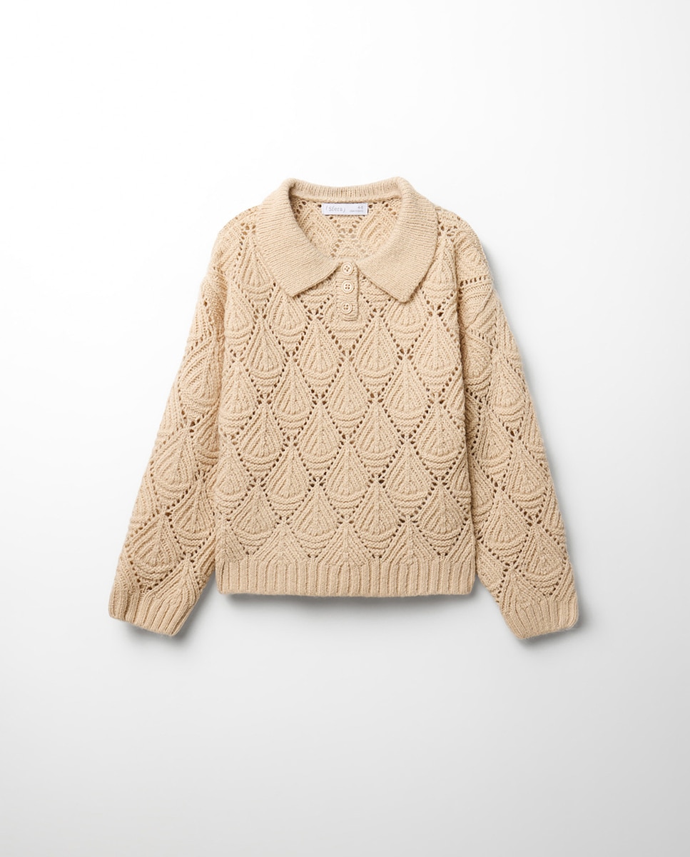 Jersey polo calado - Sfera - Beige Beige-1