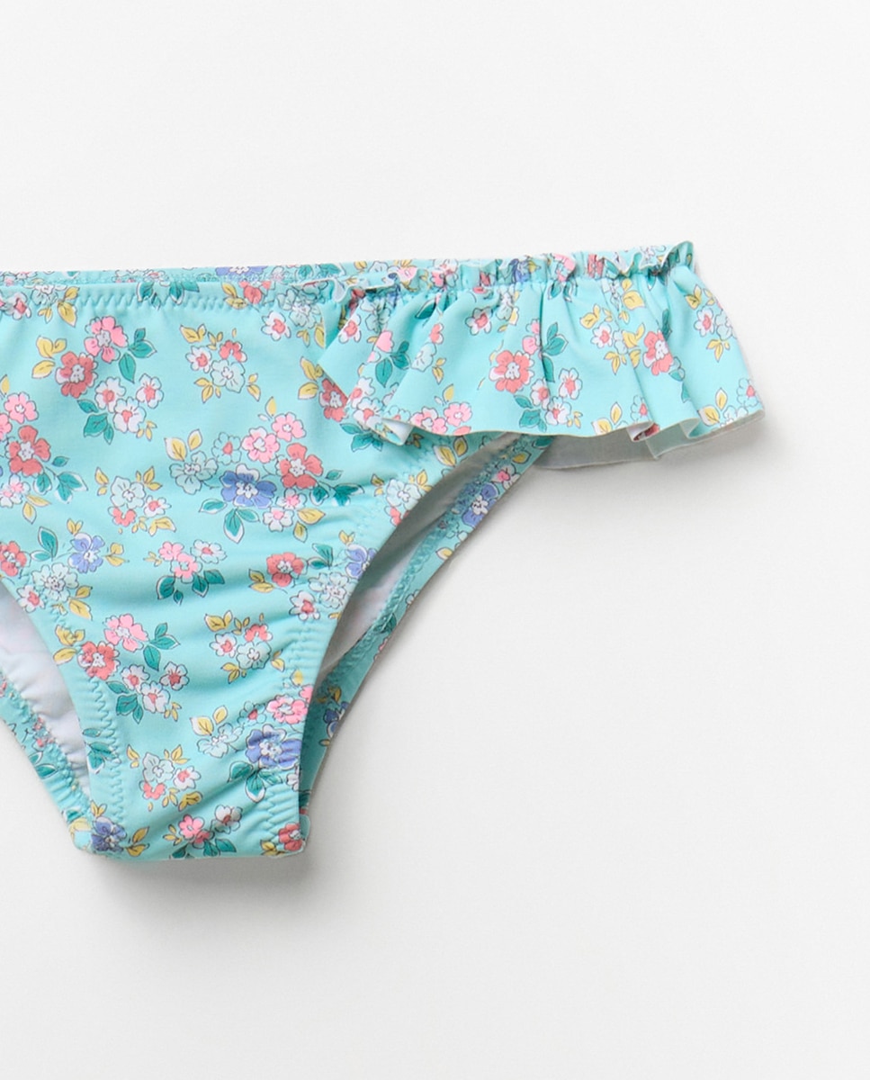 Cueca de Banho com Estampado Floral Sfera Turquesa-3