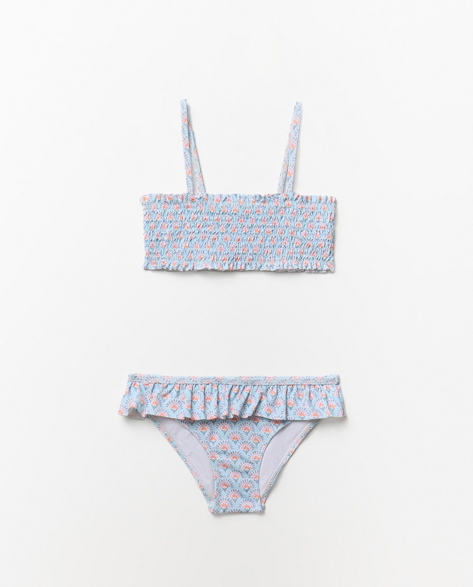 Biquíni Smock com Flor Azul-claro-2