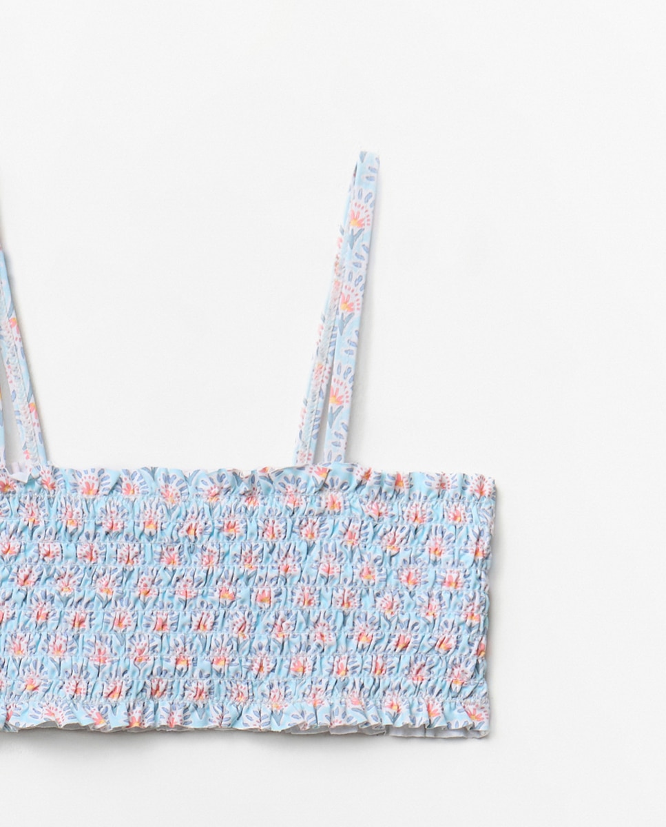 Biquíni Smock com Flor Azul-claro-3