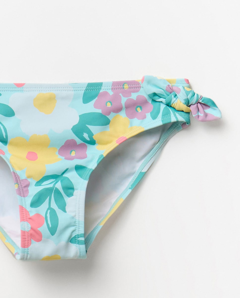 Top de Biquíni com Estampado Floral Turquesa-3