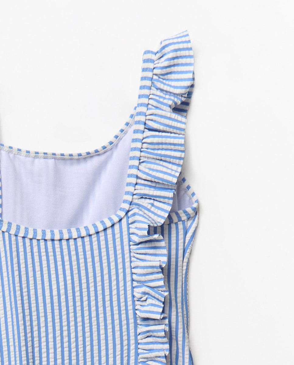 Calções de Banho às Riscas Azul-4