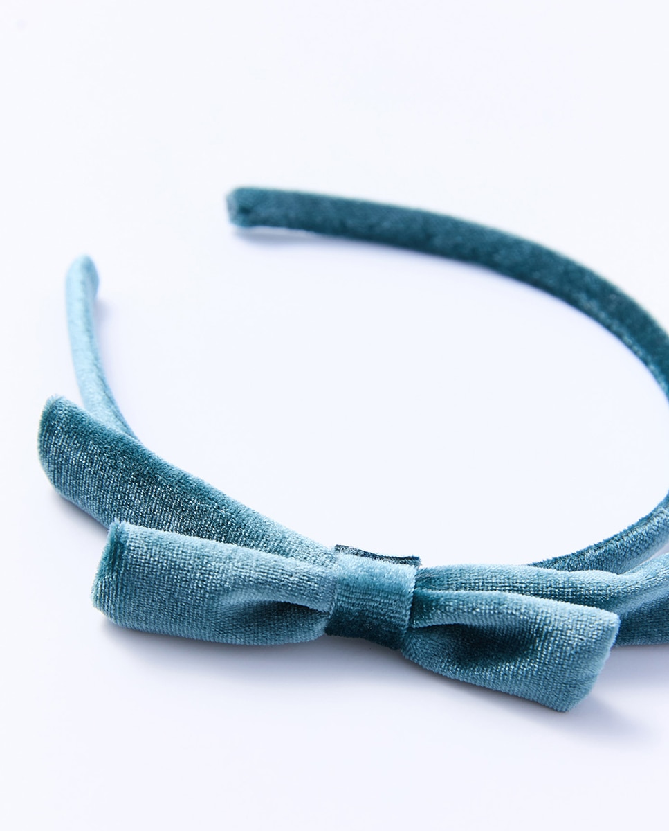 Bandolete Velvet Fina com Laço Sfera Azul-escuro-2