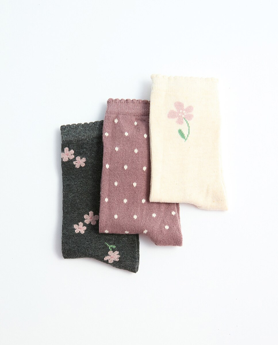 Imagem 0 de Pack de 3 Pares de Meias com Estampado Floral