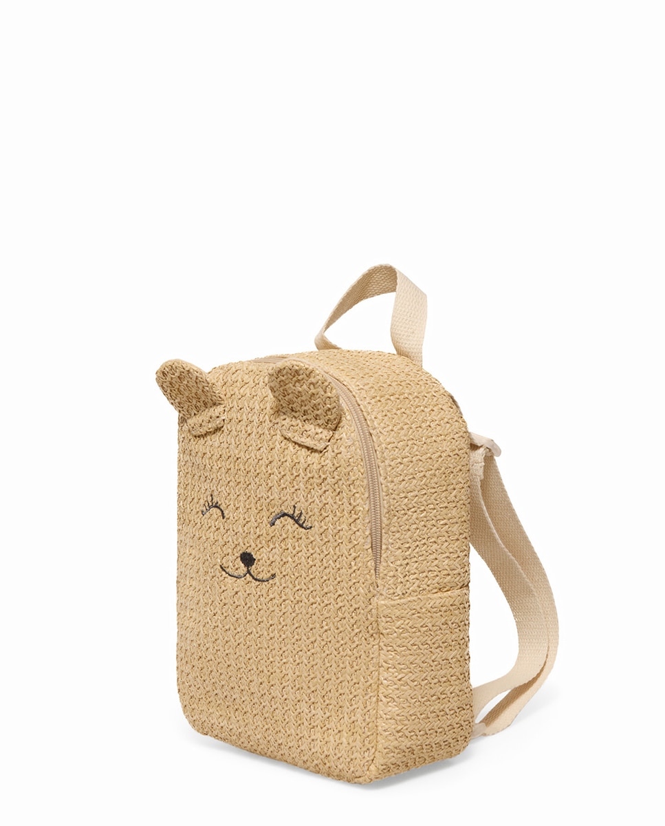 Mochila de Ráfia Bege-2