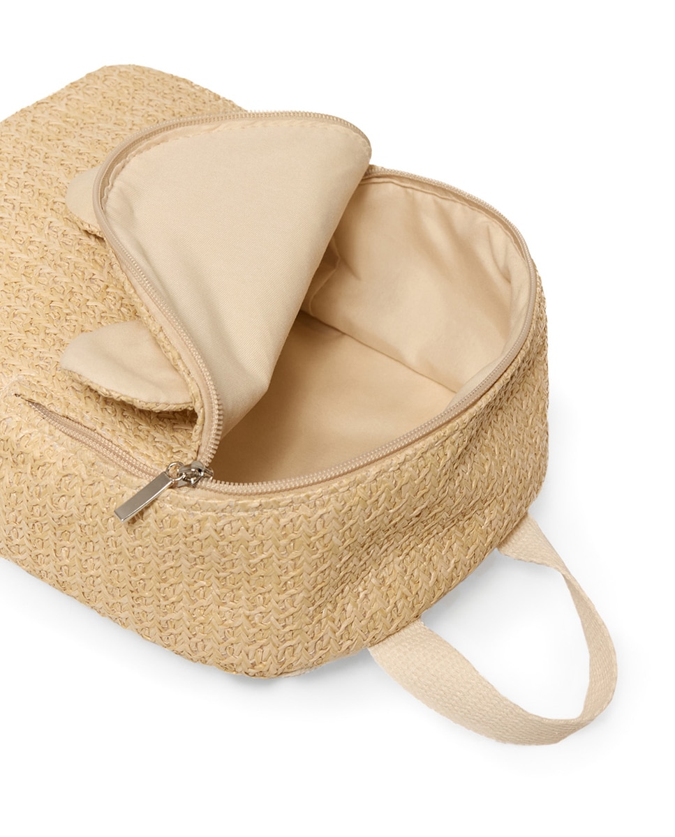 Mochila de Ráfia Bege-4