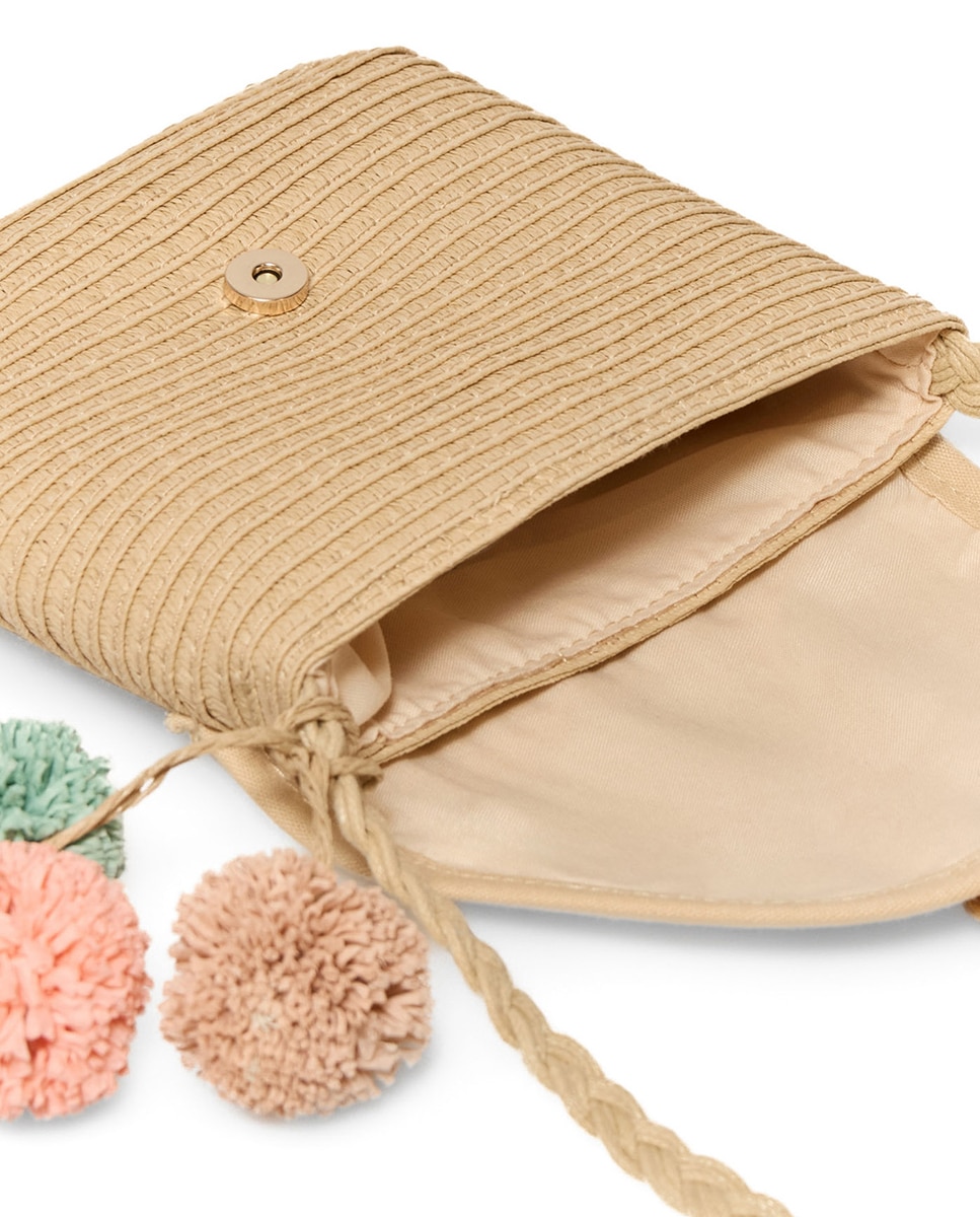 Bolsa de Pescador em Ráfia Castanho-claro-4