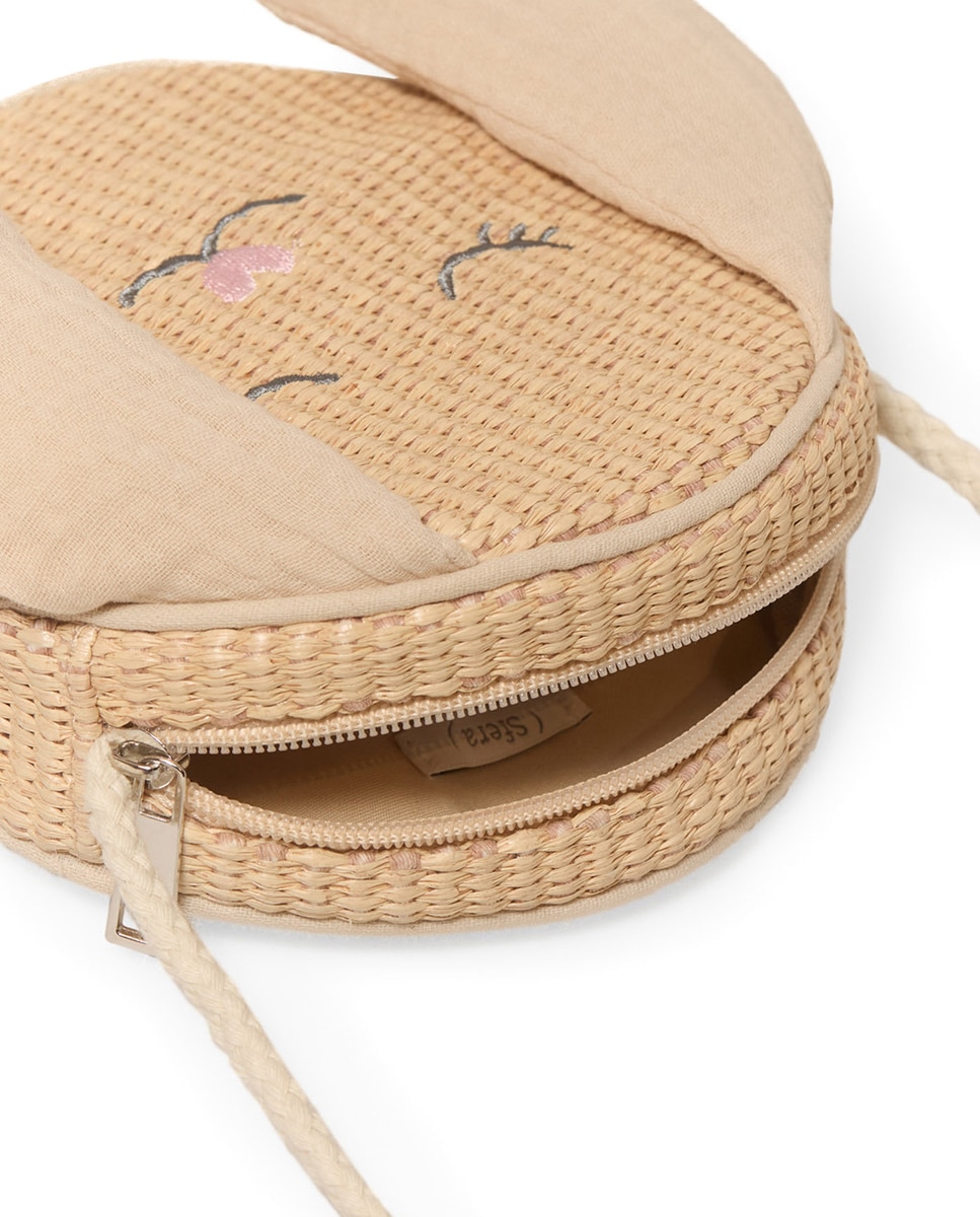 Mala de Ráfia Bege-3