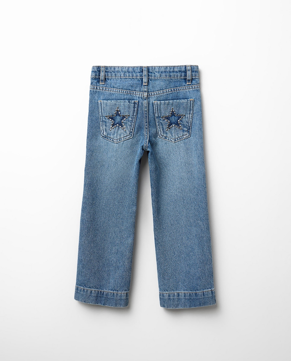 Jeans Straight com Remendos Cerúleo-5