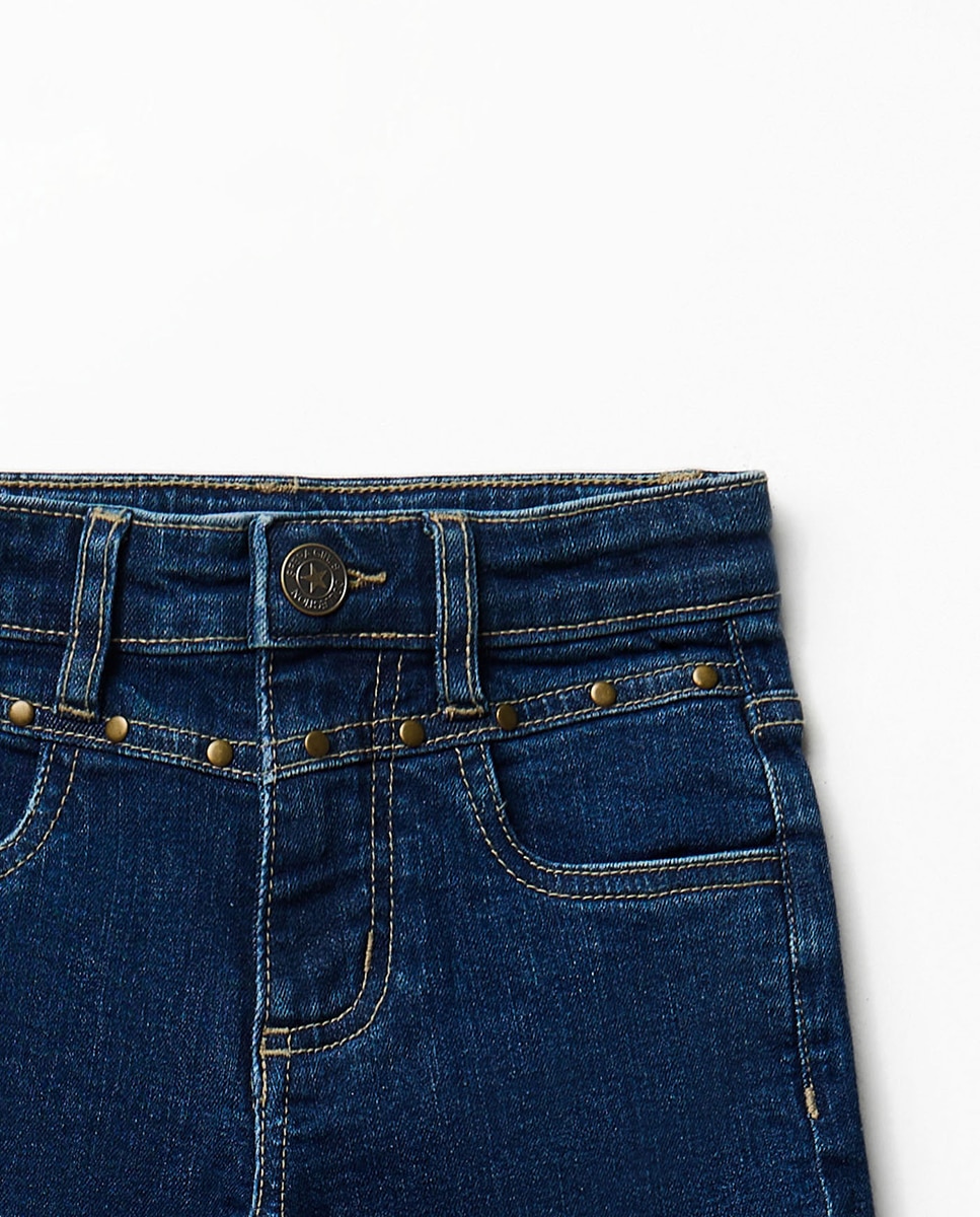Jeans Marine com Tachas Sfera Azul Suave-2