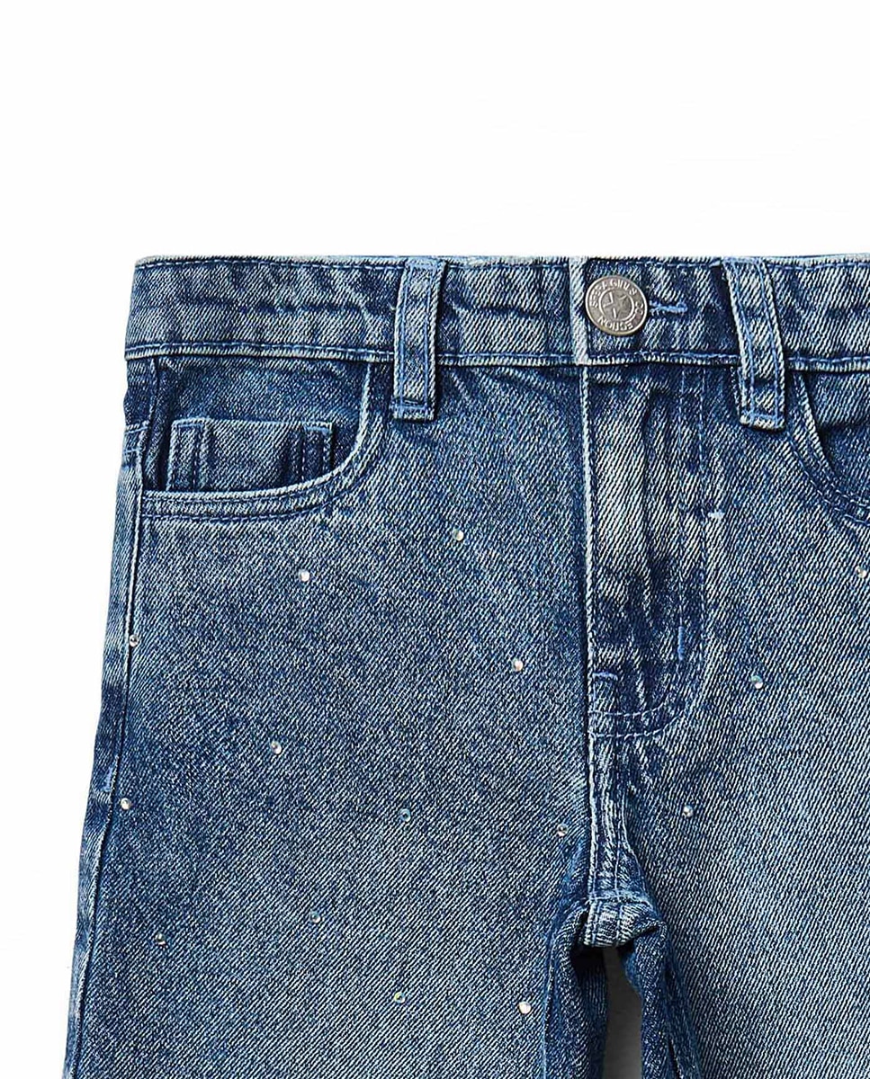 Jeans Básicas com Strass Cerúleo-2
