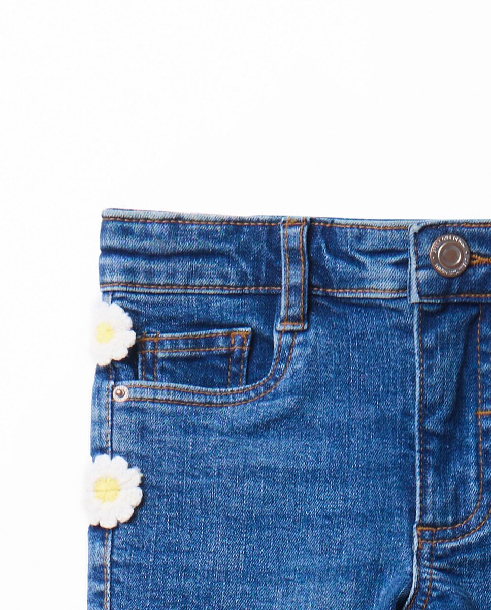 Calções de Ganga com Estampado Floral Sfera Azul-índigo-2